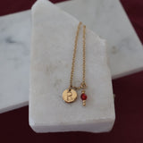 'R' Stamped Ruby Bracelet