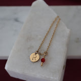 'R' Stamped Ruby Bracelet