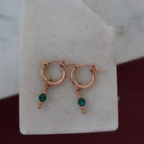 Emerald Birthstone Rose Gold Hoops
