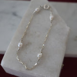 Pearl & Rectangle Link Bracelet