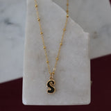 Puffy 'S' Initial Orb Link Necklace