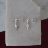 Silver Dainty Pearl Earrings