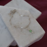 Long & Short Green Swarovski Charm Bracelet