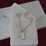 'B' Stamped Crystal Silver Bracelet