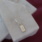 'S' Stamped Rectangle Pendant Necklace