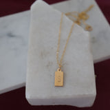 'S' Stamped Rectangle Pendant Necklace