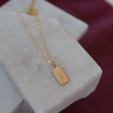 'S' Stamped Rectangle Pendant Necklace