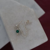 Emerald Swarovski Double Stud Silver Earring
