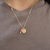 Initial and Birthstone Necklace