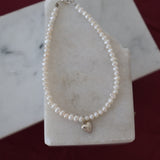 Silver Heart Pearl Bracelet