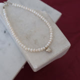 Silver Heart Pearl Bracelet
