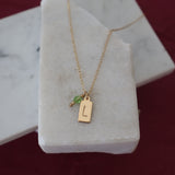 L stamped Peridot Necklace