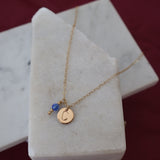 C stamped Blue Gem Necklace