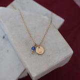 C stamped Blue Gem Necklace