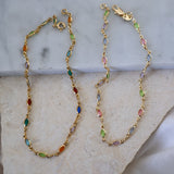 Oval Gem Linked Anklet
