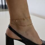 Pearl & Coin Dangling Anklet