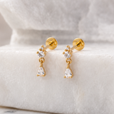 CZ Drop Flat Back Studs
