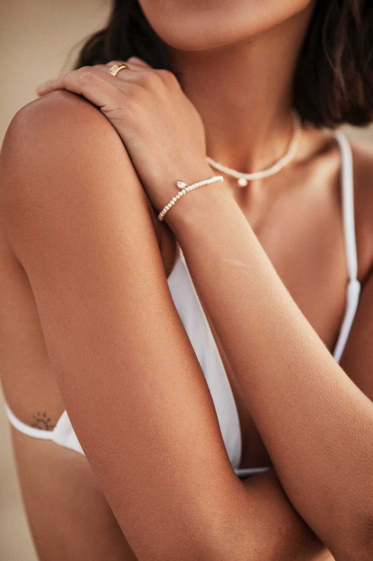 Freshwater Pearl & Heart Bracelet