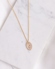 Stamped Initial Necklace - Oval