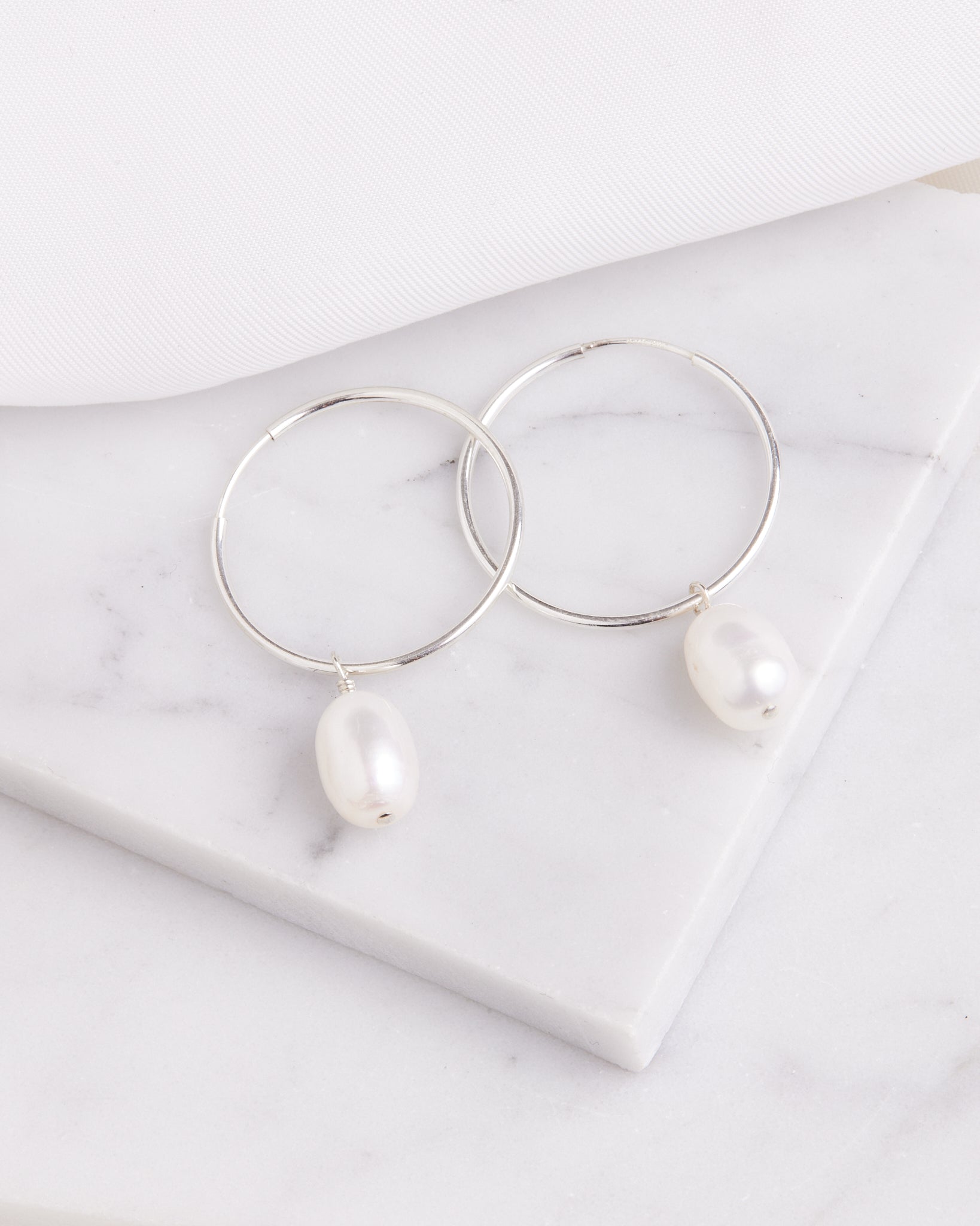 Medium Pearl Hoops
