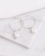 Medium Pearl Hoops