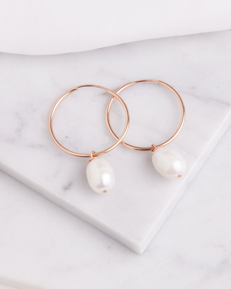 Medium Pearl Hoops
