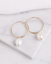 Medium Pearl Hoops