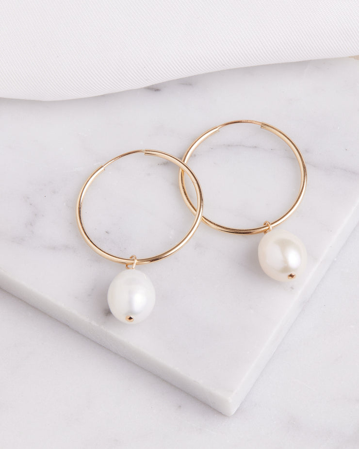 Medium Pearl Hoops