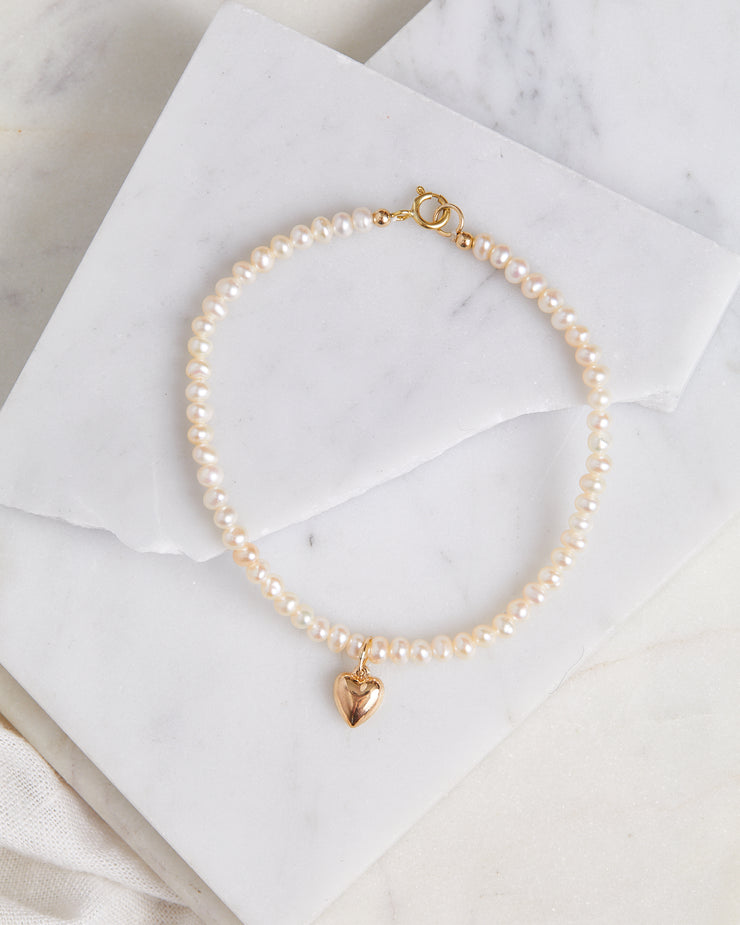 Freshwater Pearl & Heart Bracelet