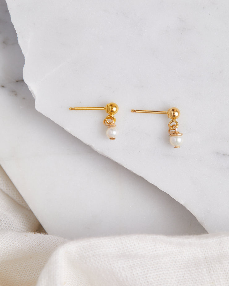 Dangling Pearl Studs