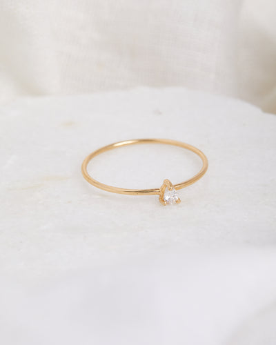 Solid Gold Pear Stone Ring