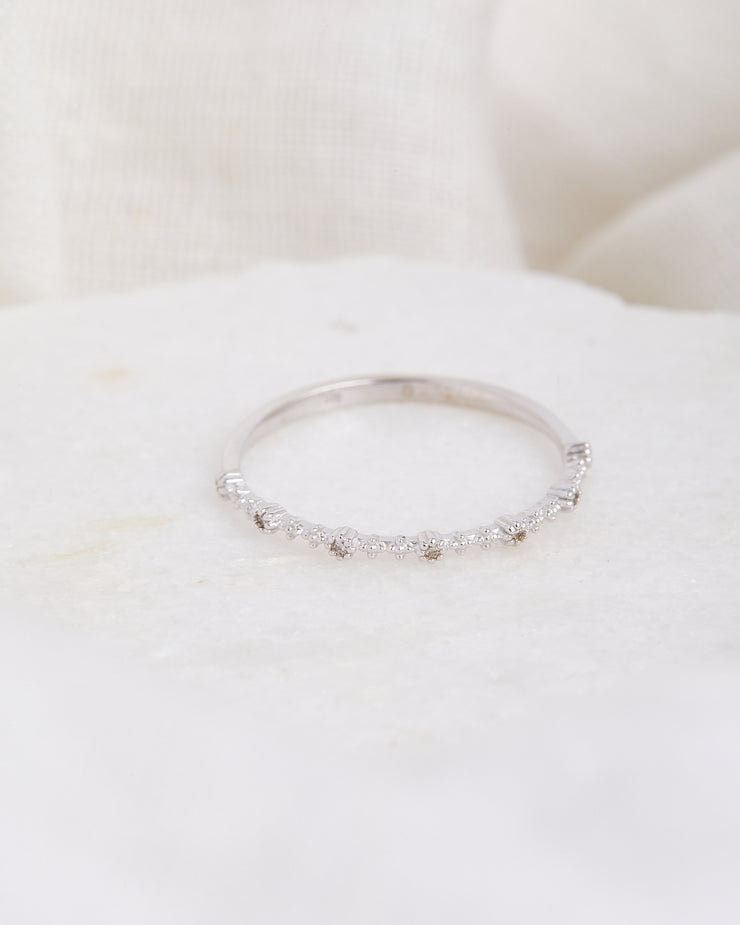 Solid Gold Diamond Milgrain Band