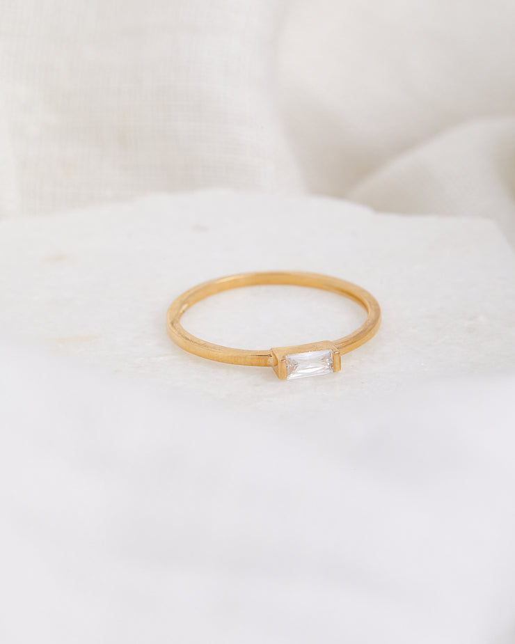 Solid Gold Baguette Stone Ring