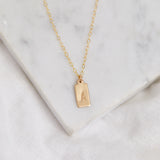 Stamped Initial Necklace - Rectangle
