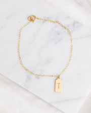 Stamped Initial Bracelet - Rectangle