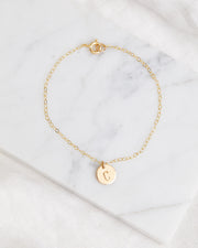 Stamped Initial Bracelet - Circle