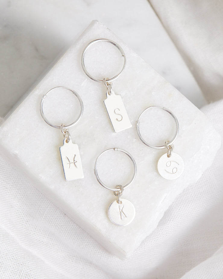 Stamped Initial Hoops