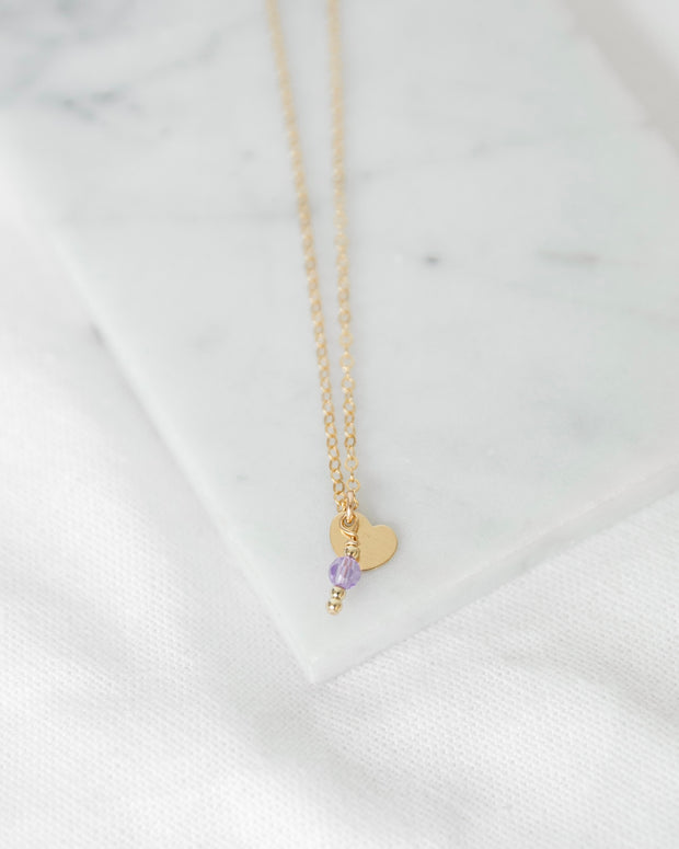 Initial and Birthstone Necklace