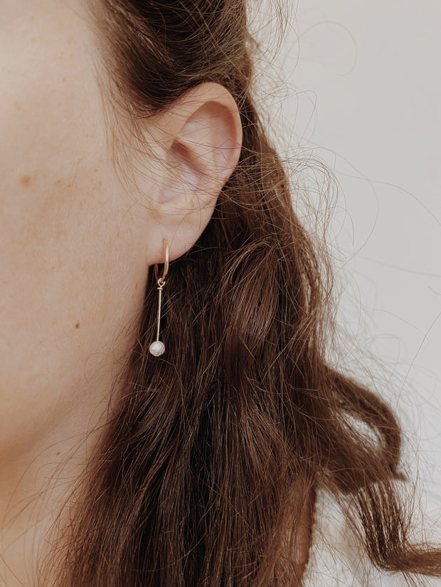 Minimal Pearl Drop Hoops