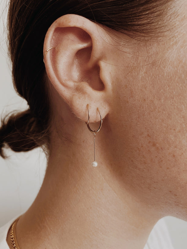 Minimal Pearl Drop Hoops