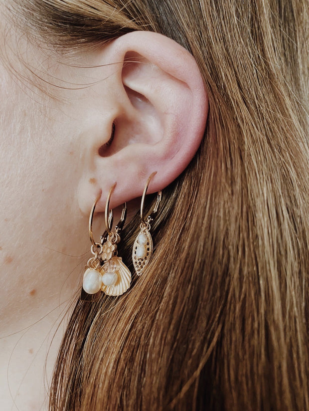 Pearl & Disc Cluster Earrings
