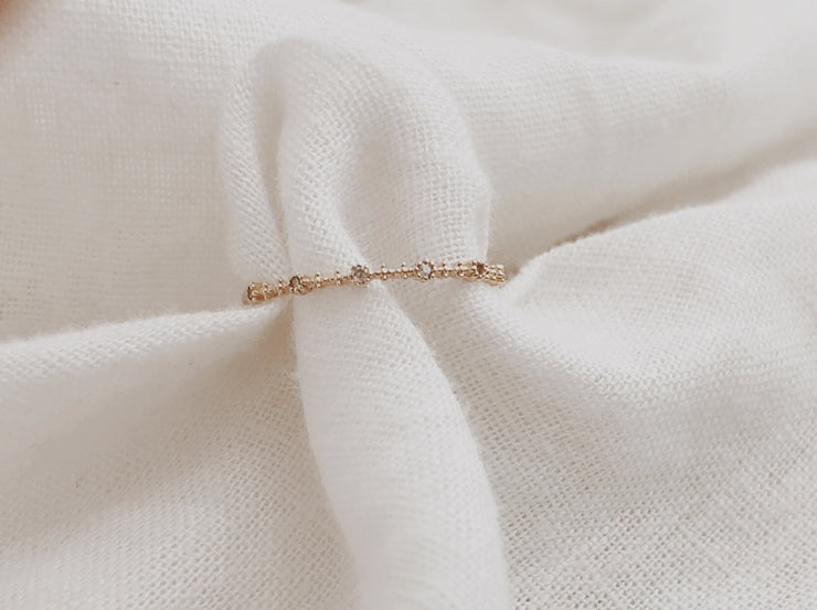 Solid Gold Diamond Milgrain Band