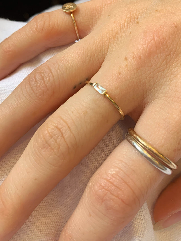 Solid Gold Baguette Stone Ring