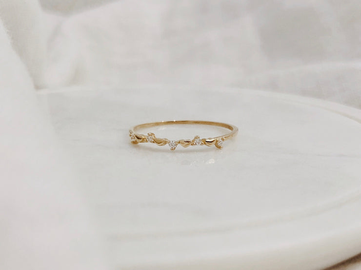 Solid Gold Heart & Stone Ring