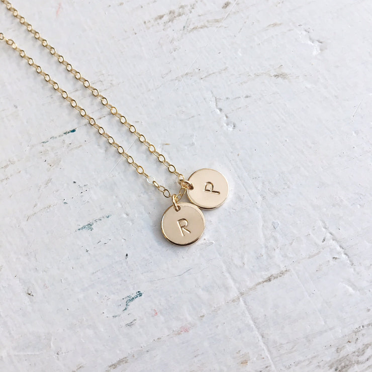 Circle Initial Stamped Necklace