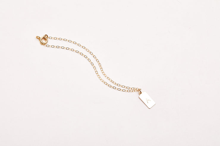 Square Initial Disc Bracelet