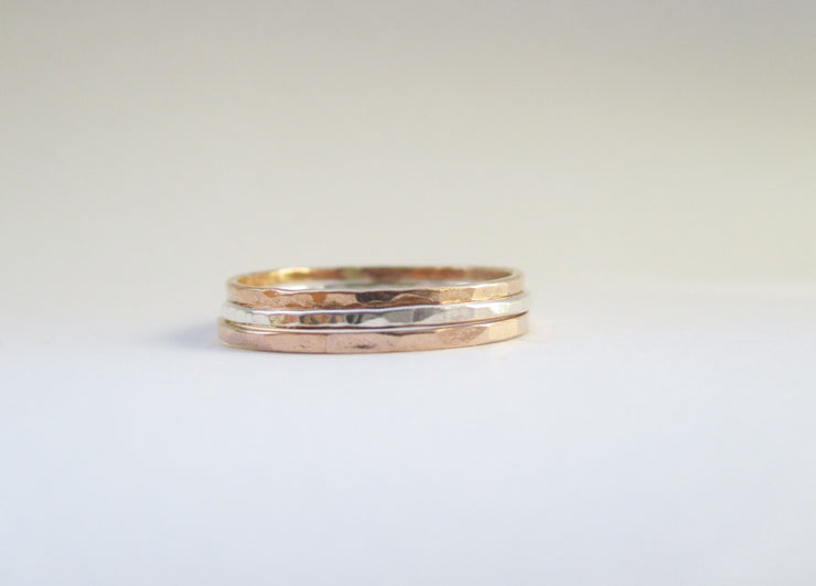 Rose Gold, Sterling Silver and Gold filled fine stacking ring 