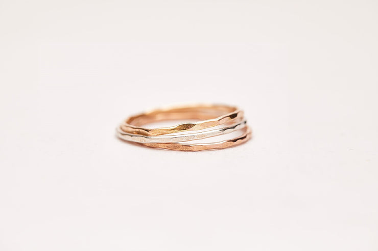 Rose Gold, Sterling Silver and Gold filled fine stacking ring 