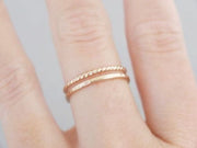 Gold hammered and Twisted ring set 